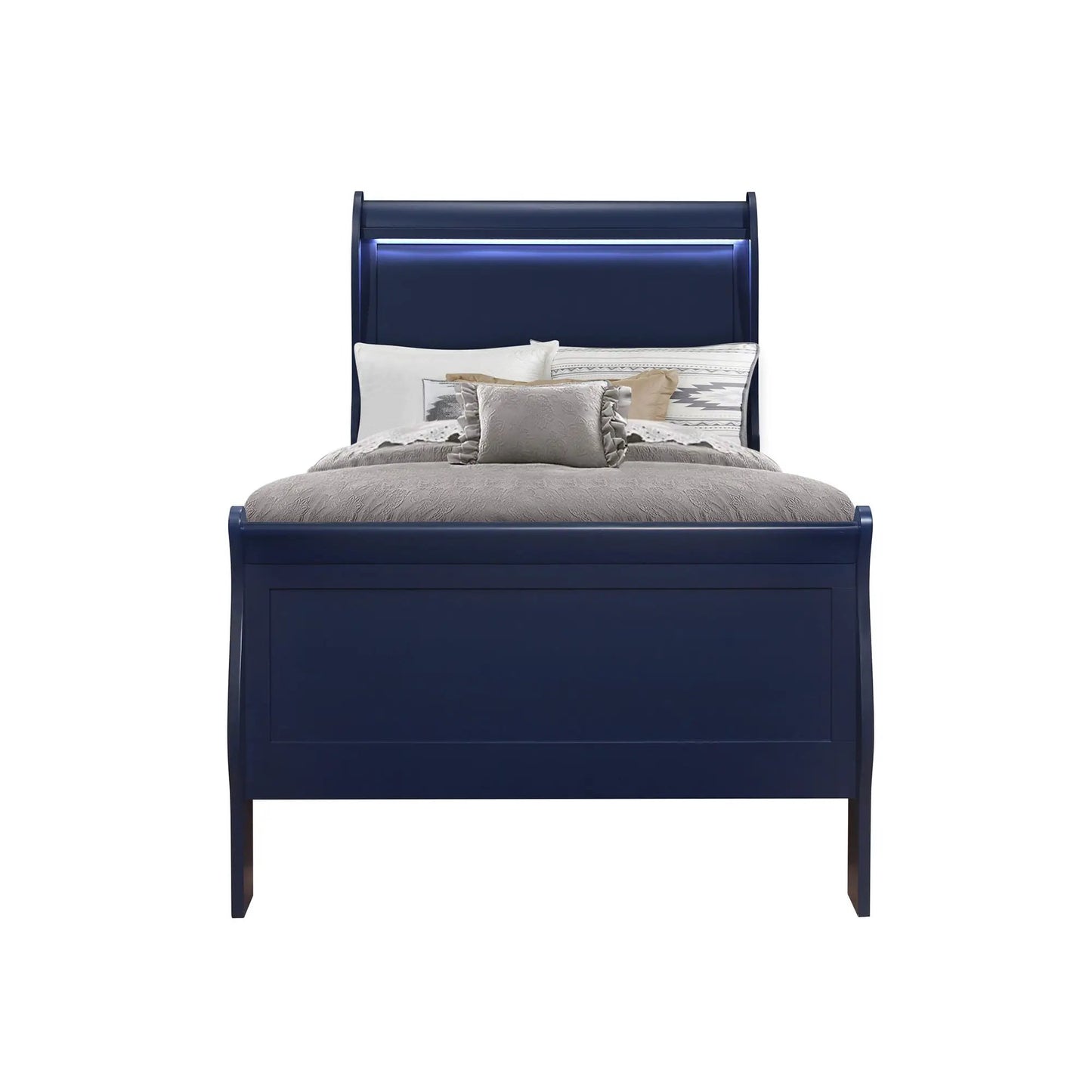 Charlston Bed with LED Lighting, Sleigh Style