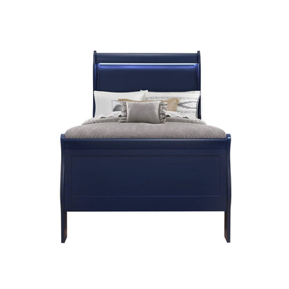 Charlston Bed with LED Lighting, Sleigh Style