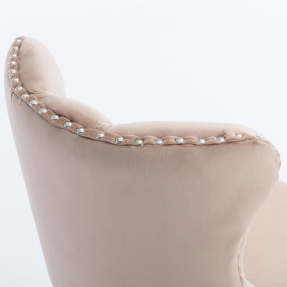 Swivel adjustable height barstool beige upholstery with silver nailhead trim by HouseOfZazla on Tampa Home & Garden Store