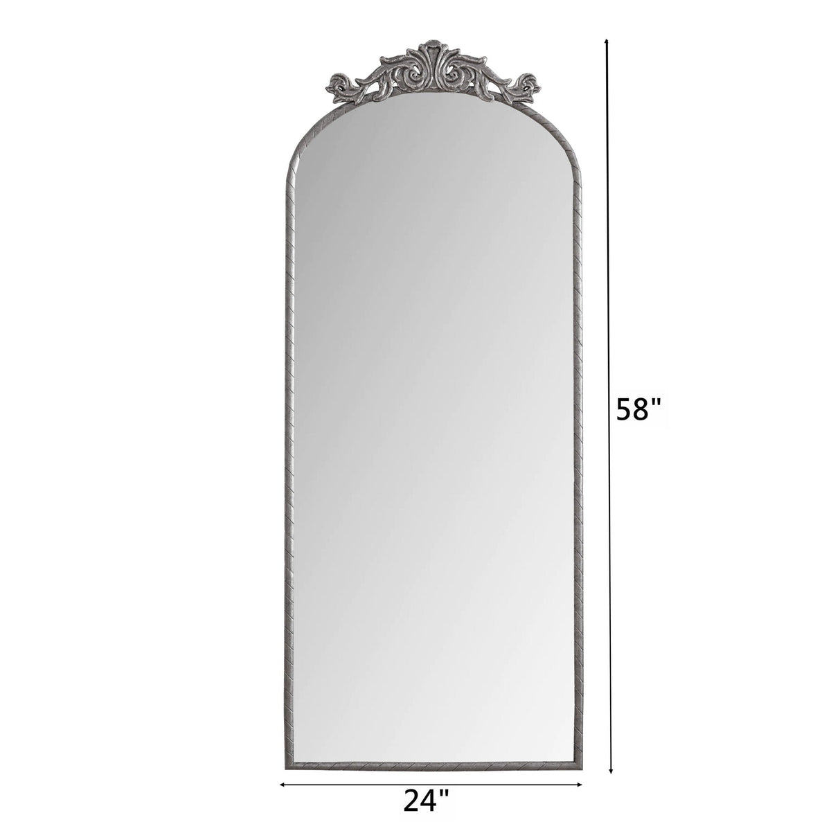 Arched full-body wall mirror with carved applique bronze pearl silver finish HouseOfZazla on Tampa Home & Garden Store