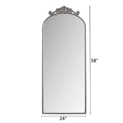 Arched full-body wall mirror with carved applique bronze pearl silver finish HouseOfZazla on Tampa Home & Garden Store