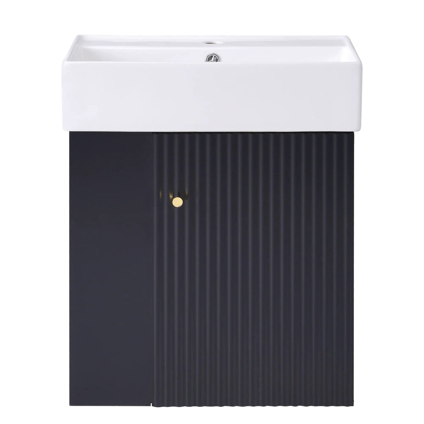 Compact Modern Floating Vanity with Ceramic Basin