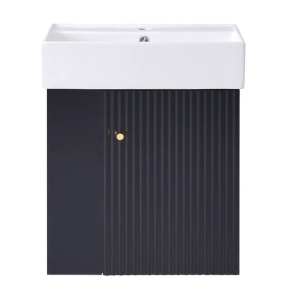 Compact Modern Floating Vanity with Ceramic Basin