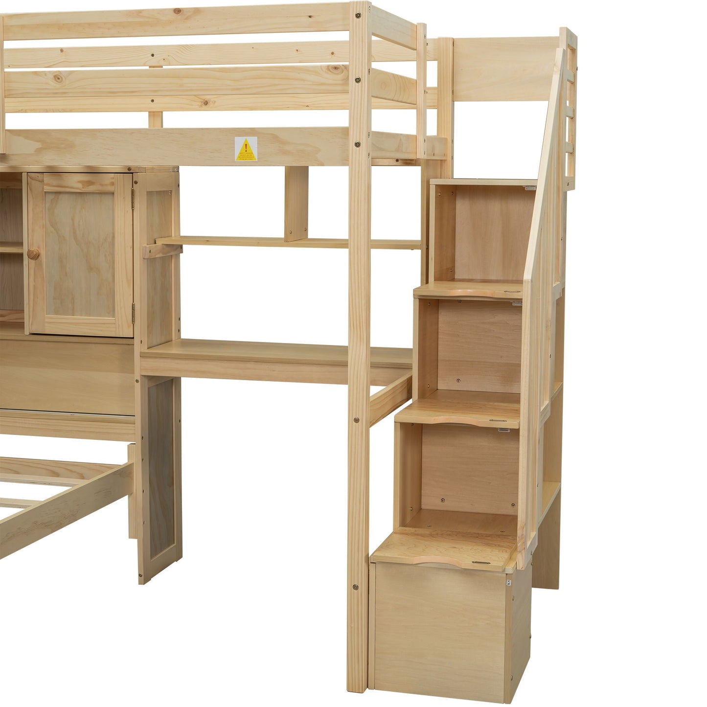 Loft Bed With Built In Desk And Staircase in natural wood by HouseOfZazla on Tampa Home & Garden Store