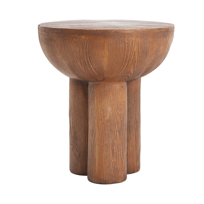 Iris Outdoor Patio Three-Legged Wood-Grain Side Table by HouseOfZazla, three legs and round top on Tampa Home & Garden Store