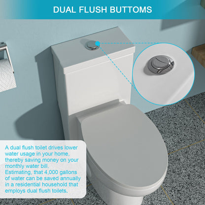 1 Piece toilet with dual flush and soft closing seat, white by HouseOfZazla on Tampa Home & Garden Store