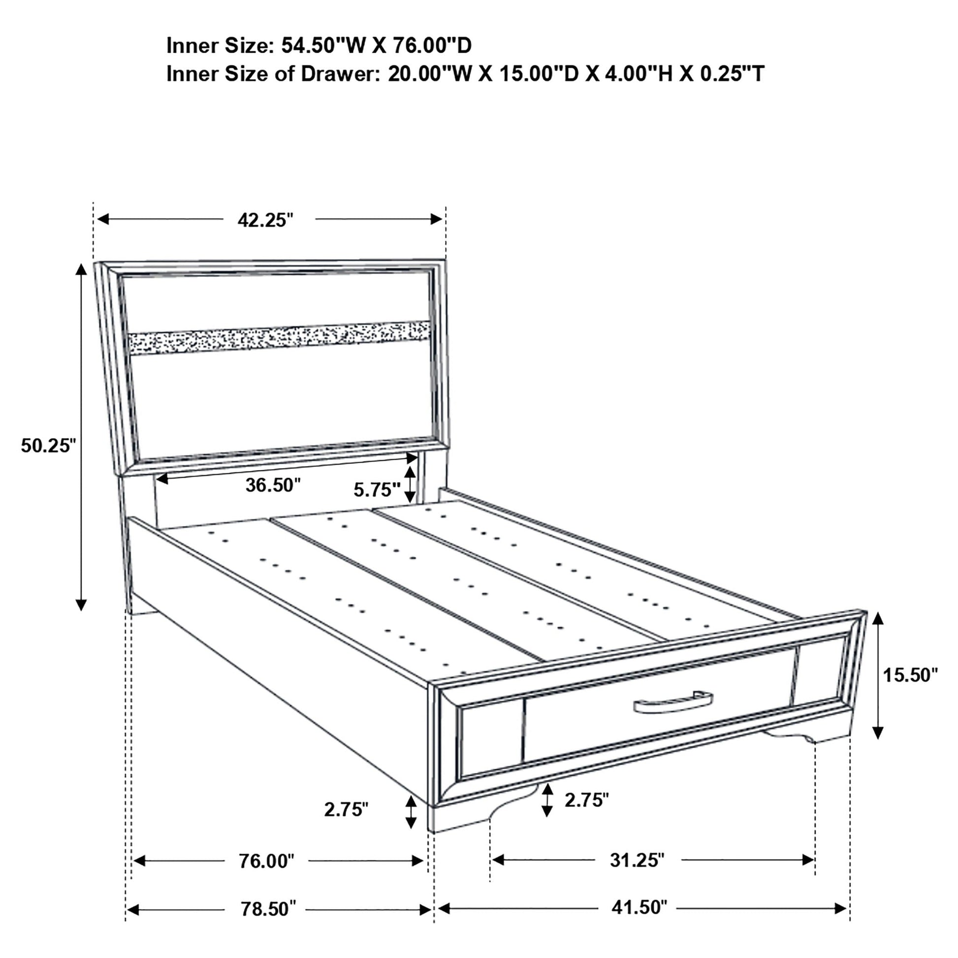 Annie 4 Piece Bedroom Set by HouseOfZazla, line drawing of a bed frame with headboard on Tampa Home & Garden Store