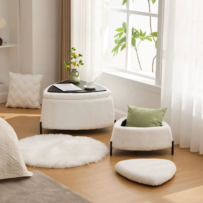 Upholstered Storage Ottoman With Reversible Lid