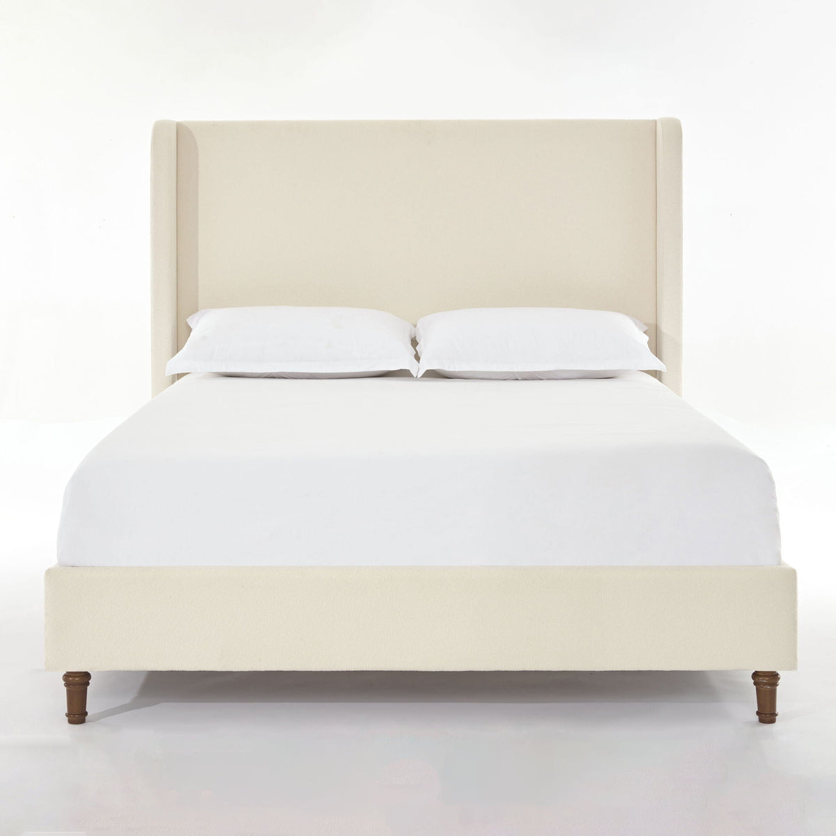 Harper Tall Headboard Upholstered Bed beige fabric on Tampa Home & Garden Store