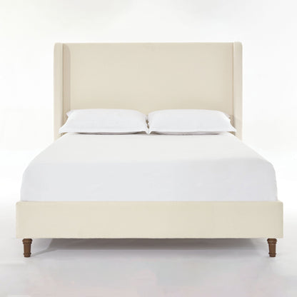 Harper Tall Headboard Upholstered Bed beige fabric on Tampa Home & Garden Store