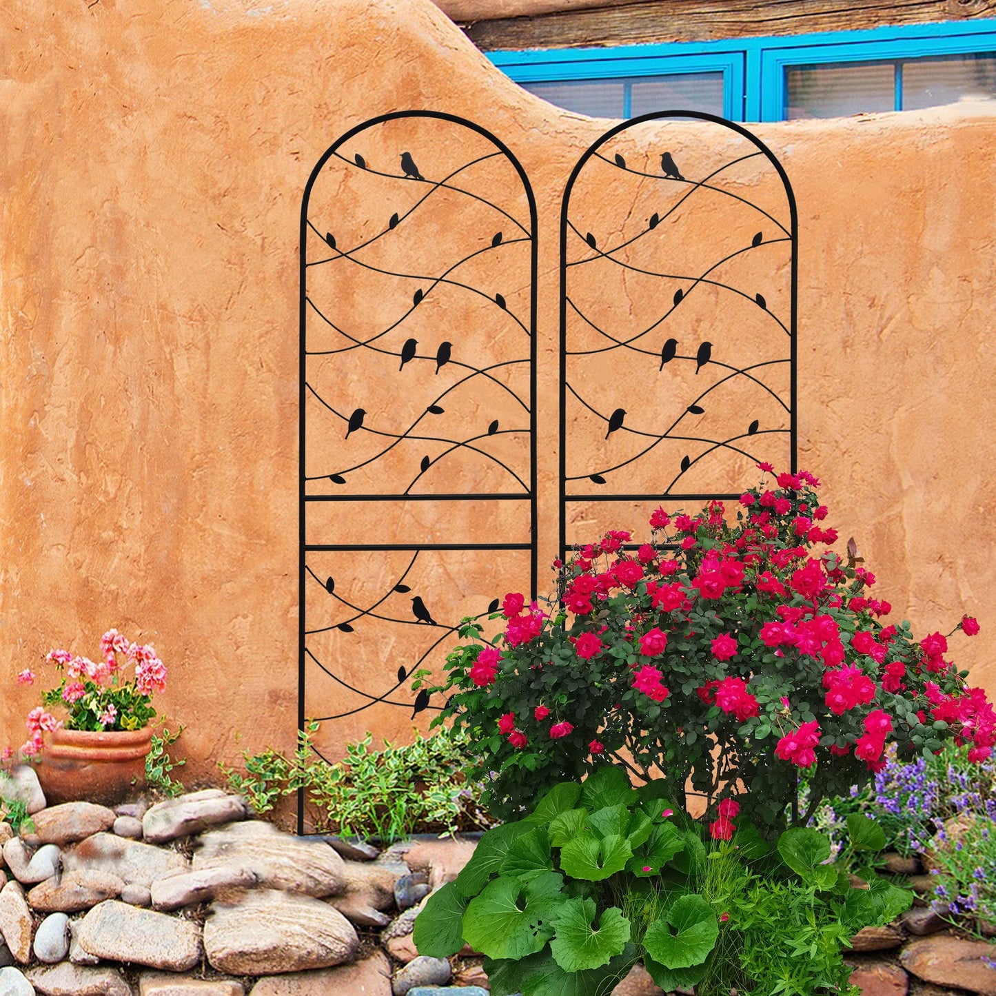 Two Rustproof Metal Garden Trellis and Supports