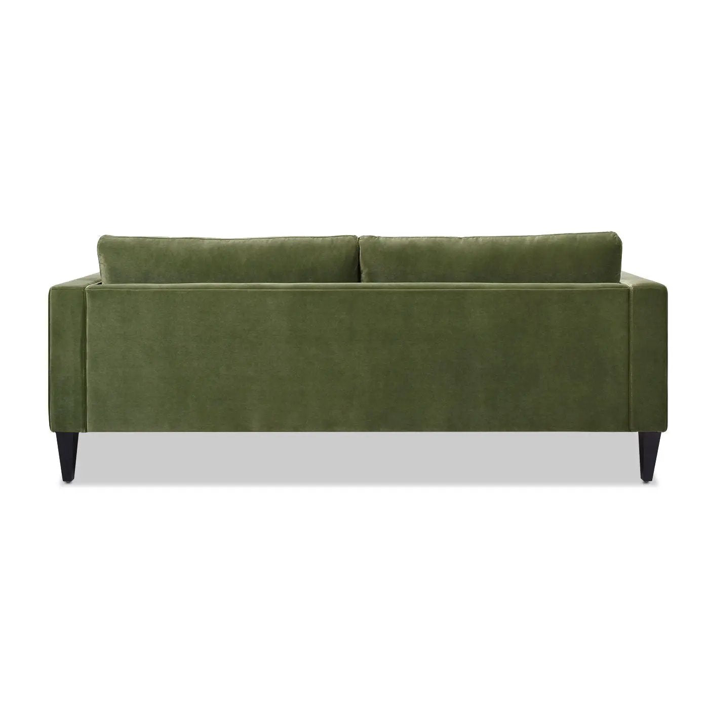 Nicholi olive green velvet mid-century sofa by Unique Piece Furniture, 2 back cushions on Tampa Home & Garden Store
