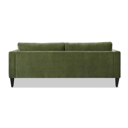 Nicholi olive green velvet mid-century sofa by Unique Piece Furniture, 2 back cushions on Tampa Home & Garden Store