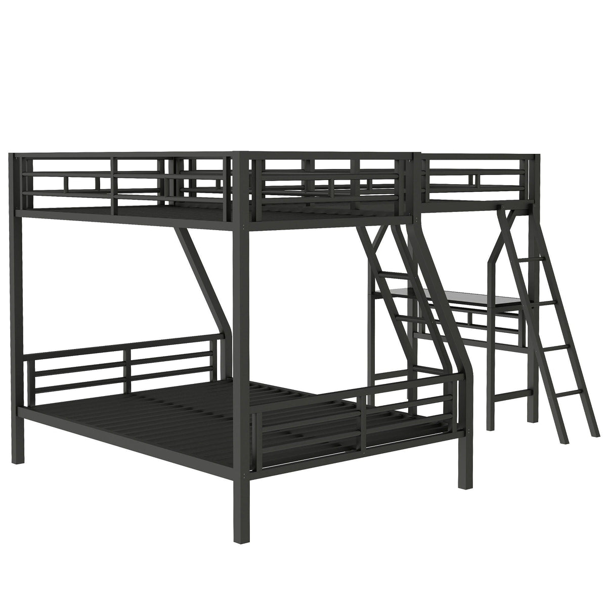 Twin over full bunk bed black metal with loft, ladder and L-shaped design by HouseOfZazla on Tampa Home & Garden Store