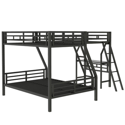 Twin over full bunk bed black metal with loft, ladder and L-shaped design by HouseOfZazla on Tampa Home & Garden Store