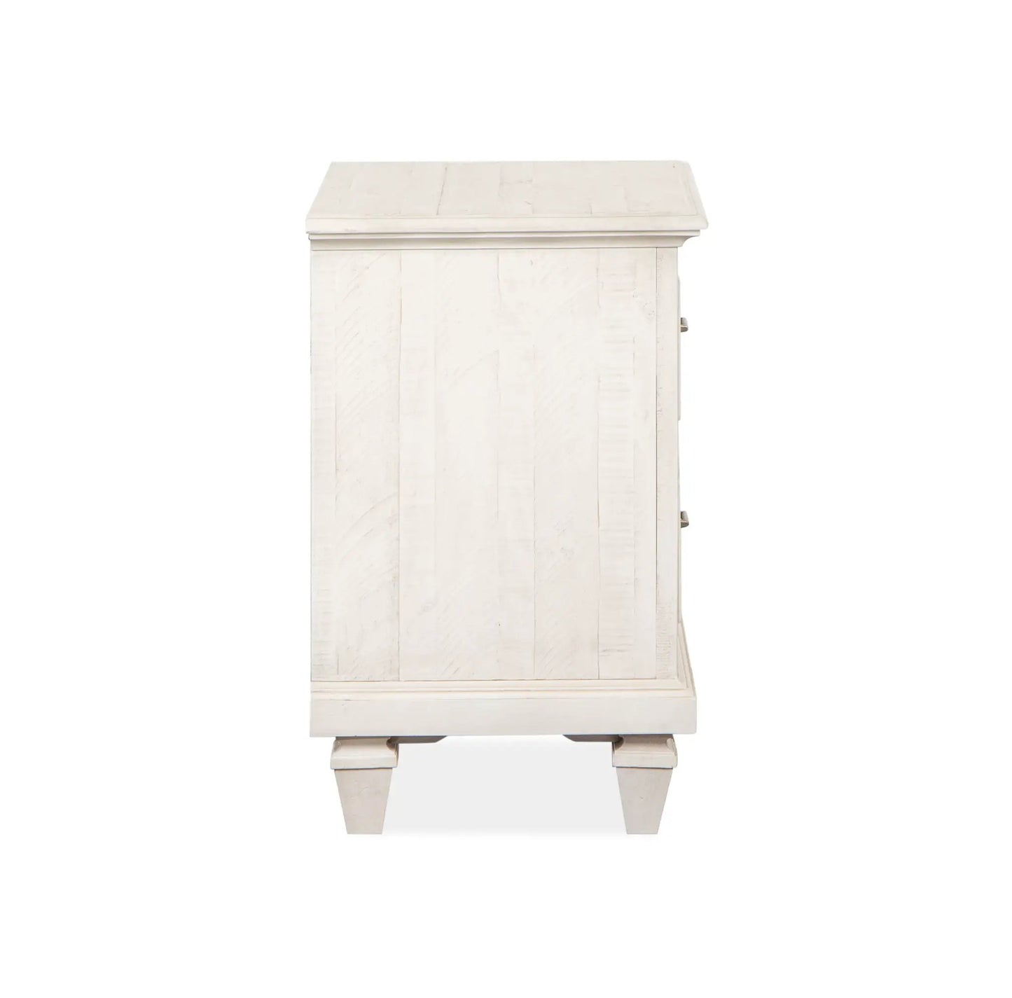 Newport alabaster drawer nightstand whitewashed wood with beveled top and short tapered legs on Tampa Home & Garden Store