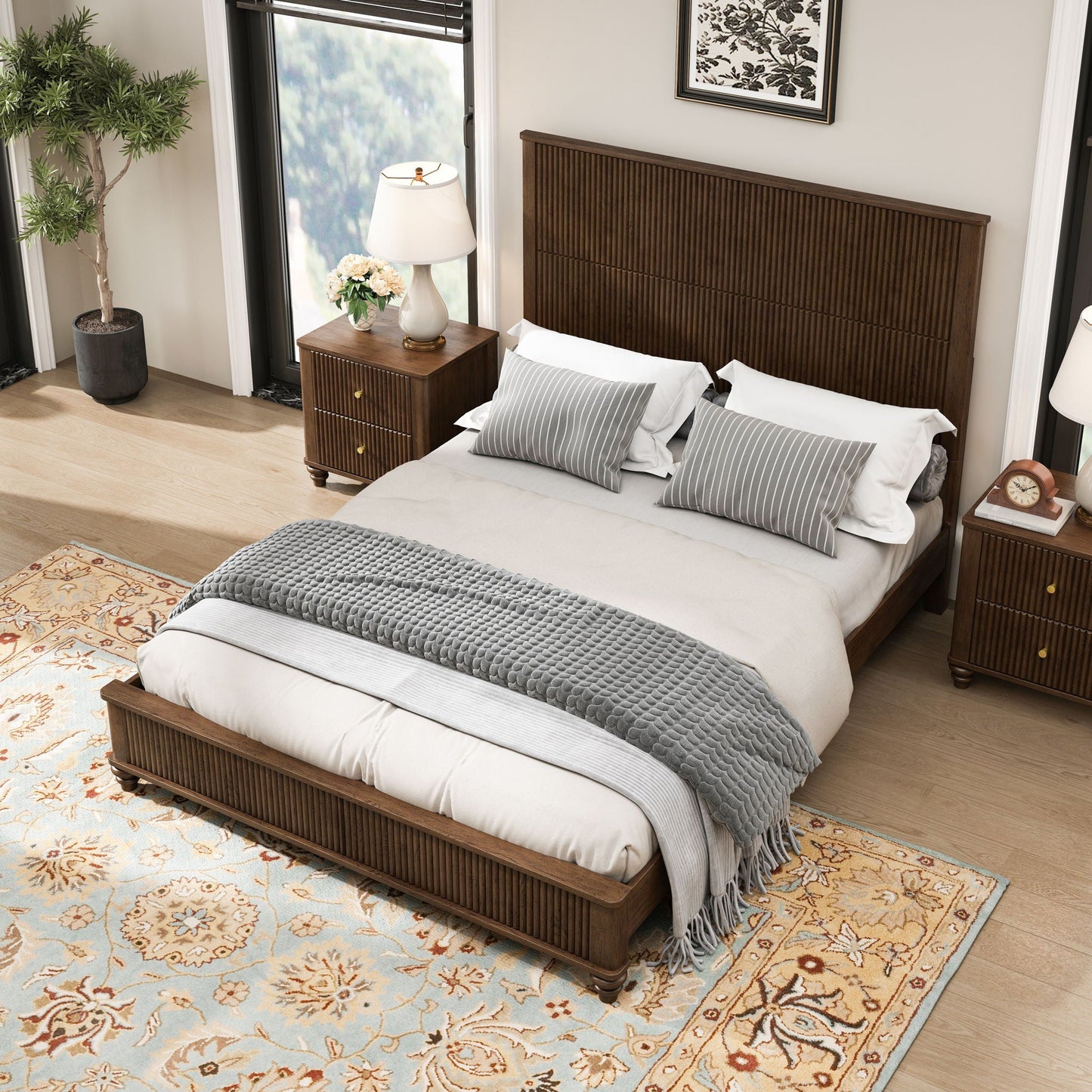 Solid Wood Platform Bed and the Tall Headboard