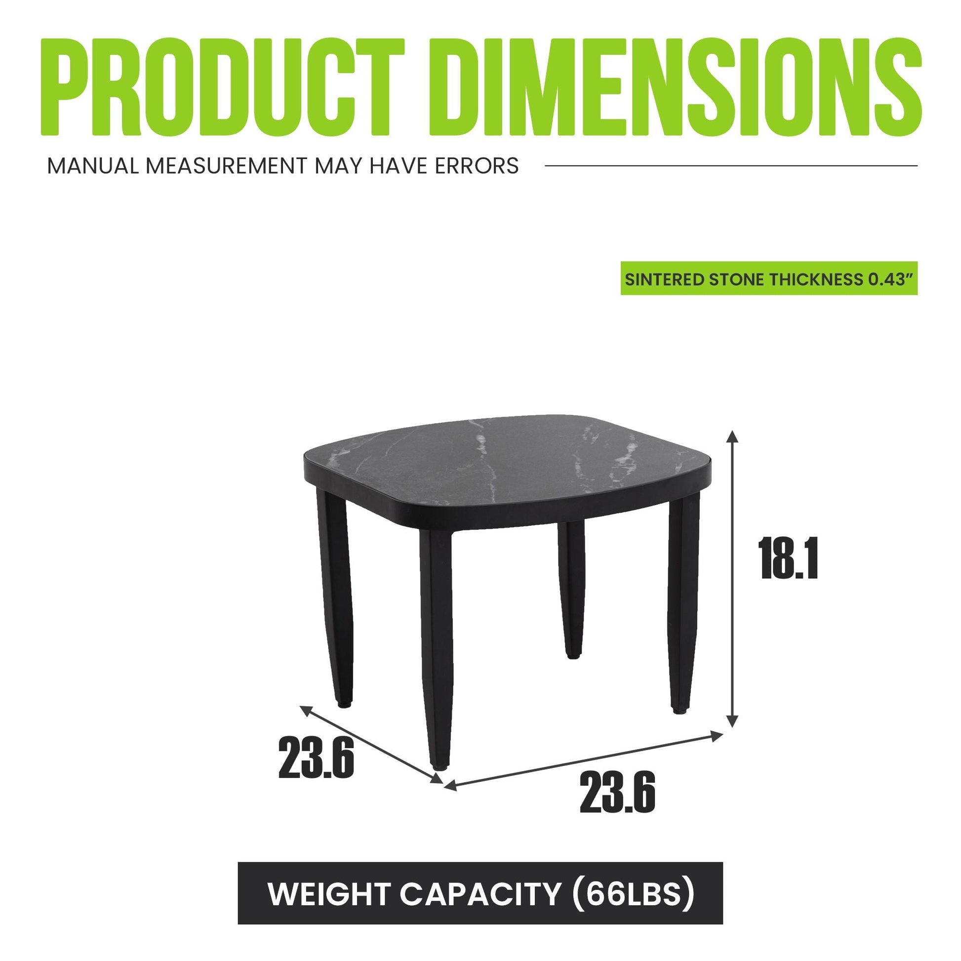 Outdoor Elegance Table coffee table, rounded corners, marble top, black legs, 23.6 dia, 18.1 high HouseOfZazla on Tampa Home & Garden Store