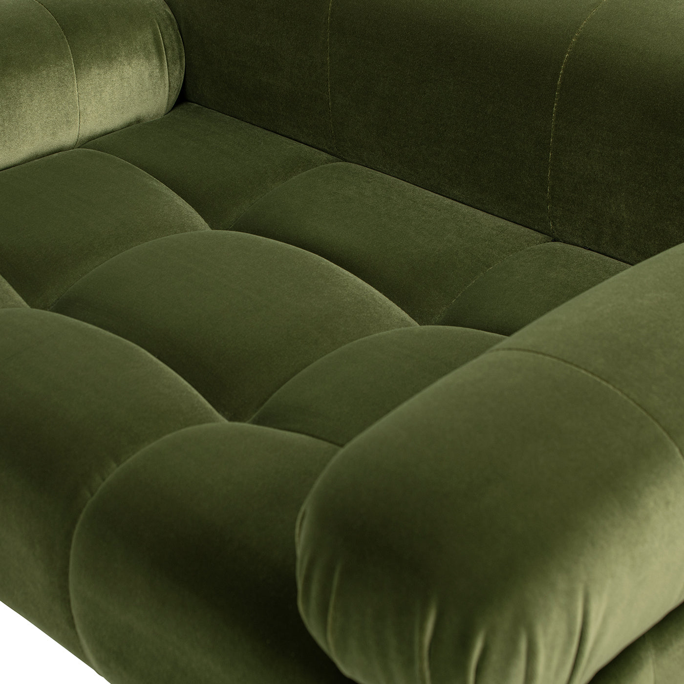 Marcel Upholstered Pet Bed olive green velvet close-up tufted texture HouseOfZazla on Tampa Home & Garden Store