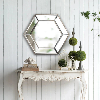 Hexagon Wall Mirror with Contemporary Glass