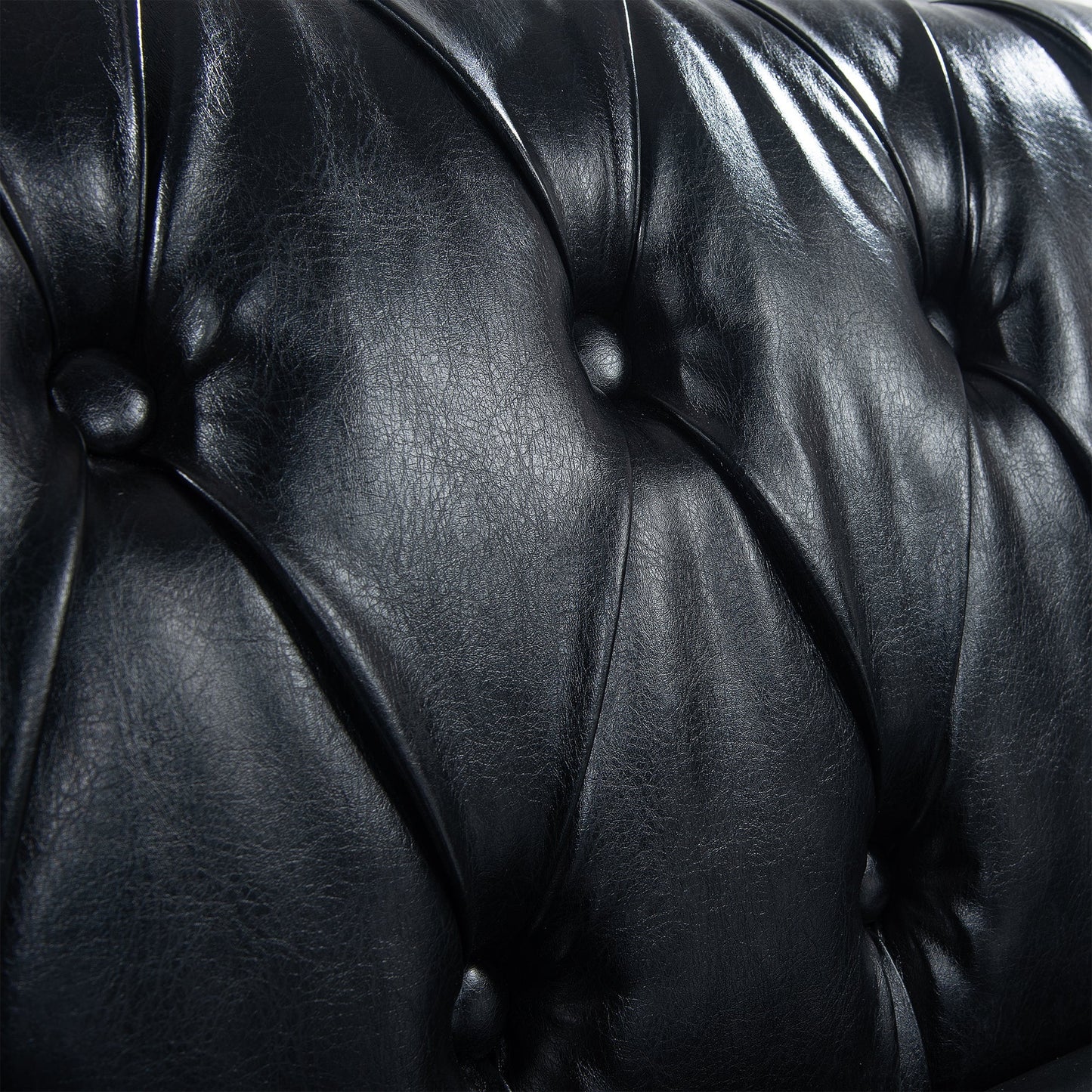 Black Chesterfield Sofa and Soft PU Rolled Arms