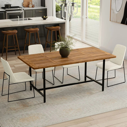 Campbell handcrafted dining table with warm wood top and black metal legs on Tampa Home & Garden Store