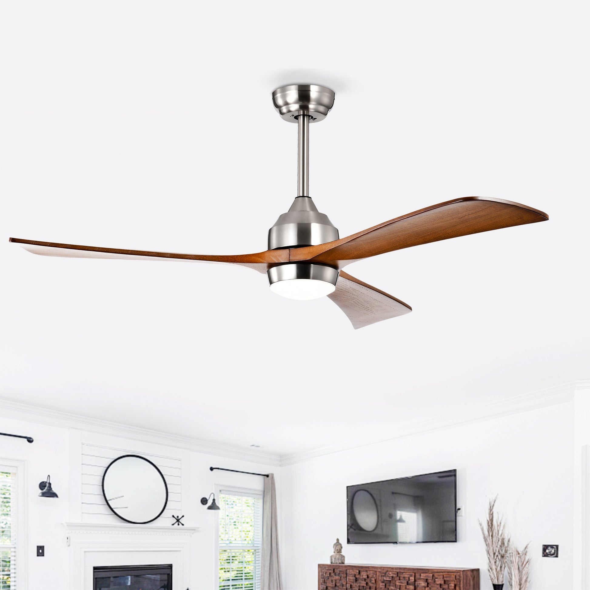 52-inch solid wood ceiling fan with light and remote, brushed nickel housing HouseOfZazla on Tampa Home & Garden Store
