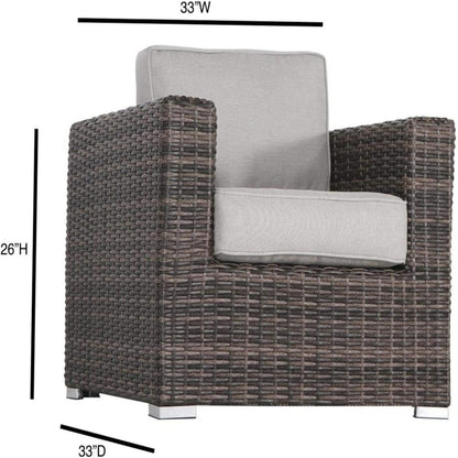 3 piece outdoor seating set with light gray cushions in dark brown wicker by HouseOfZazla on Tampa Home & Garden Store