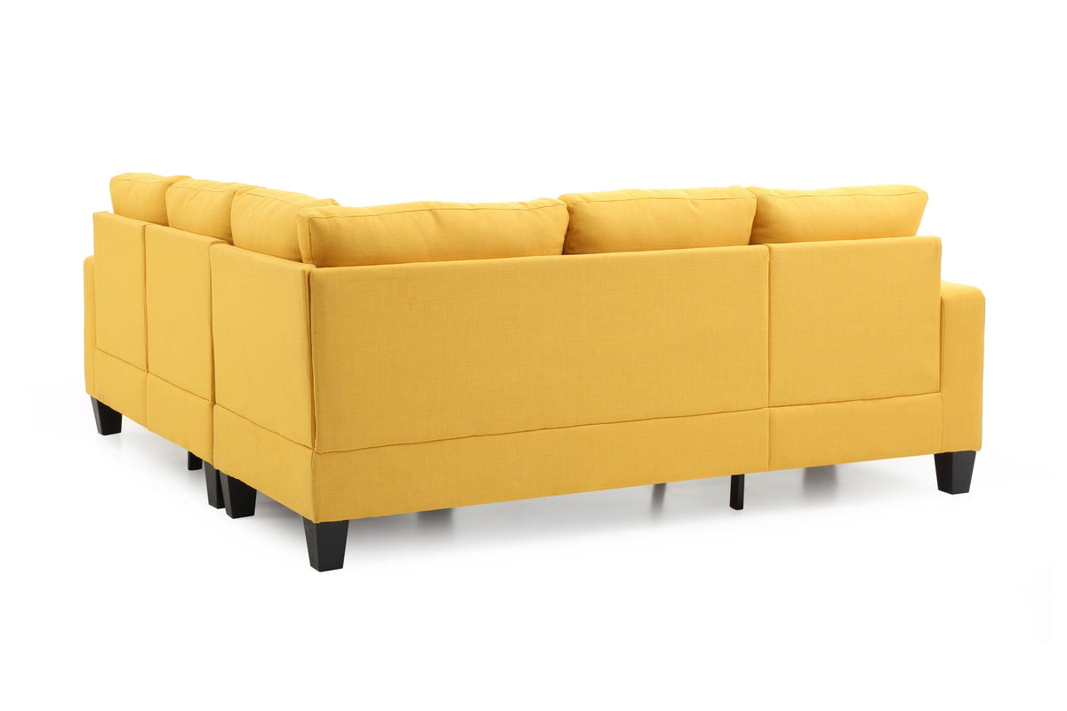 Newbury Sectional Sofa with Pocket Coil Cushions in yellow 4-seat stationary, HouseOfZazla on Tampa Home & Garden Store
