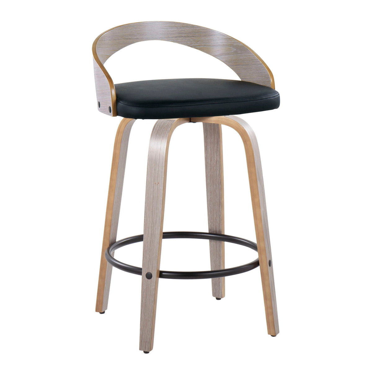 Mid Century Modern Counter Stools set of 2, padded seats, curved back, swivel with footrest on Tampa Home & Garden Store