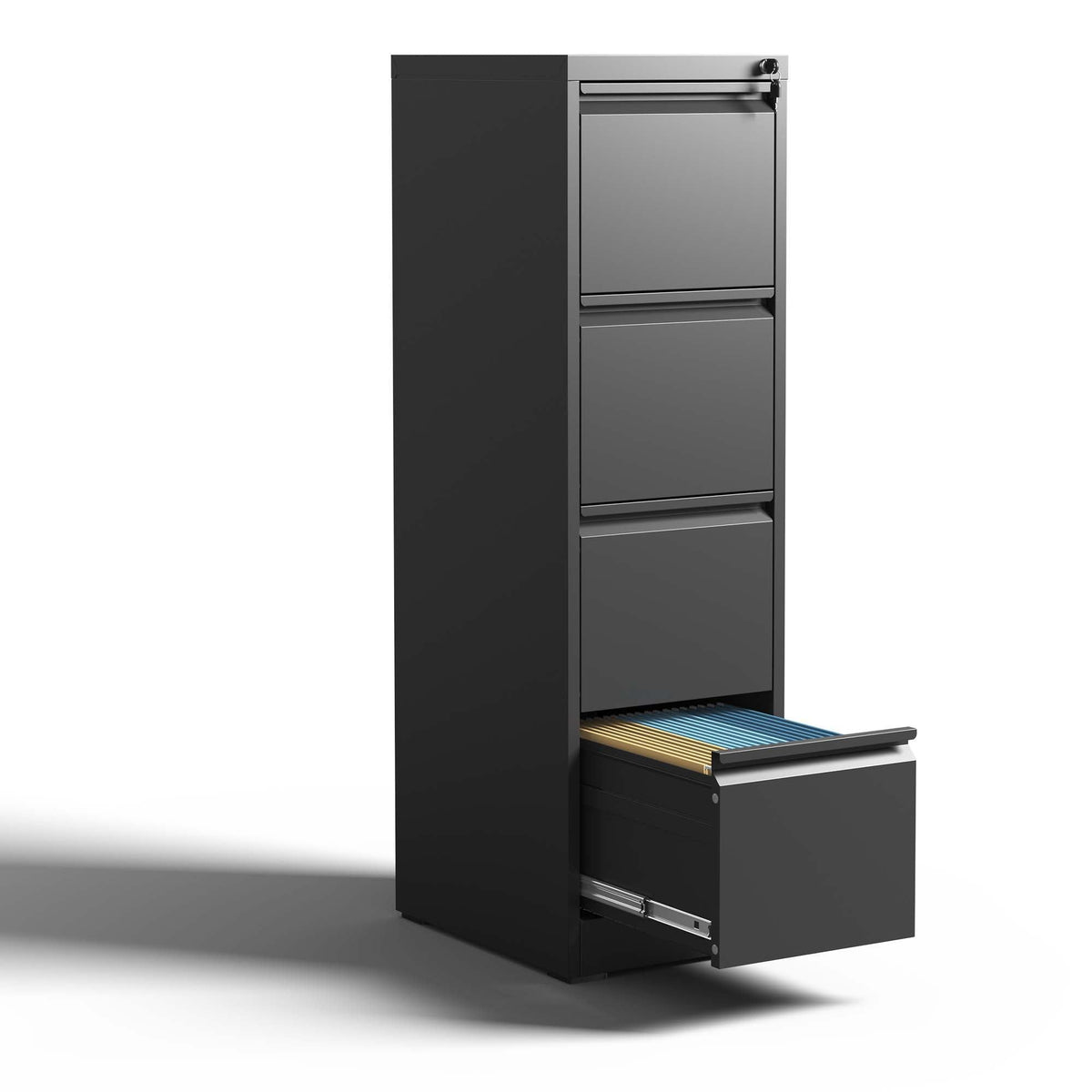 HouseOfZazla steel vertical file cabinet with lock black body and silver drawers on Tampa Home & Garden Store