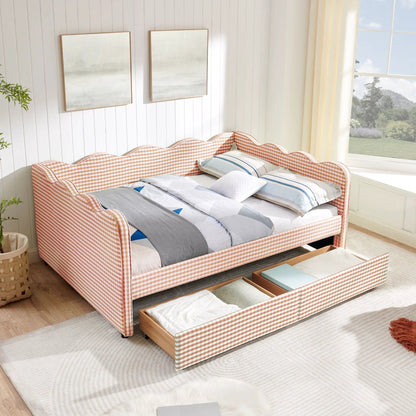 Gingham Daybed With USB Port and Wave Design