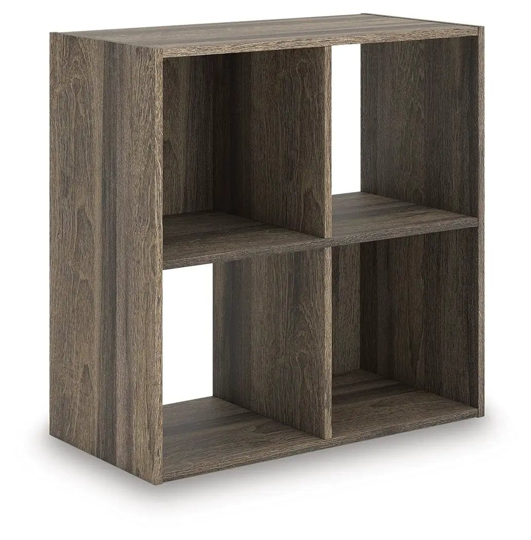 Shallifer Cube Organizer in dark wood grain finish with a 2x2 cubby design on Tampa Home & Garden Store