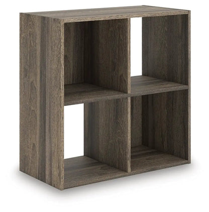 Shallifer Cube Organizer in dark wood grain finish with a 2x2 cubby design on Tampa Home & Garden Store