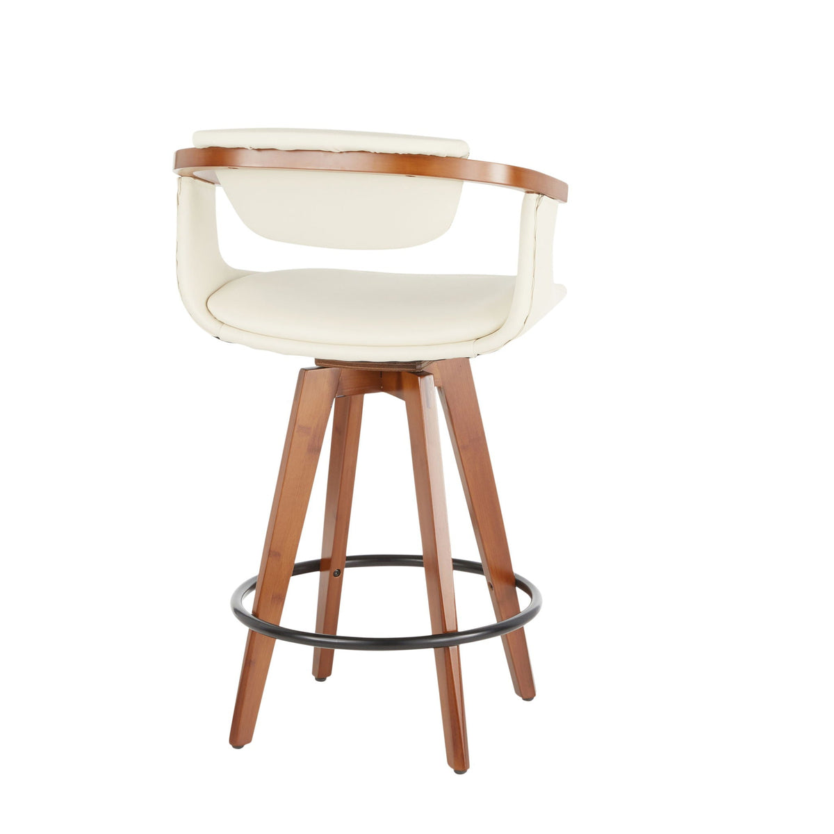 Mid-century counter stool with swivel beige upholstery and wood legs by HouseOfZazla on Tampa Home & Garden Store