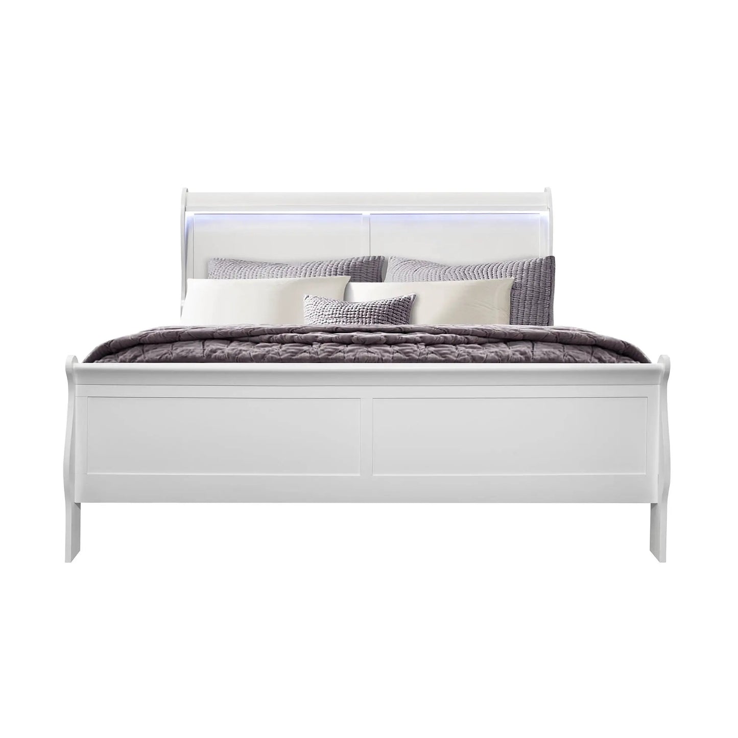 Charlston Bed with LED Lighting, Sleigh Style
