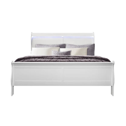 Charlston Bed with LED Lighting, Sleigh Style