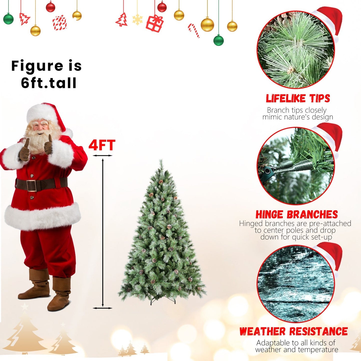 8 ft full-bodied pre-decorated pinecone Christmas tree by HouseOfZazla; needles, pinecones on Tampa Home & Garden Store