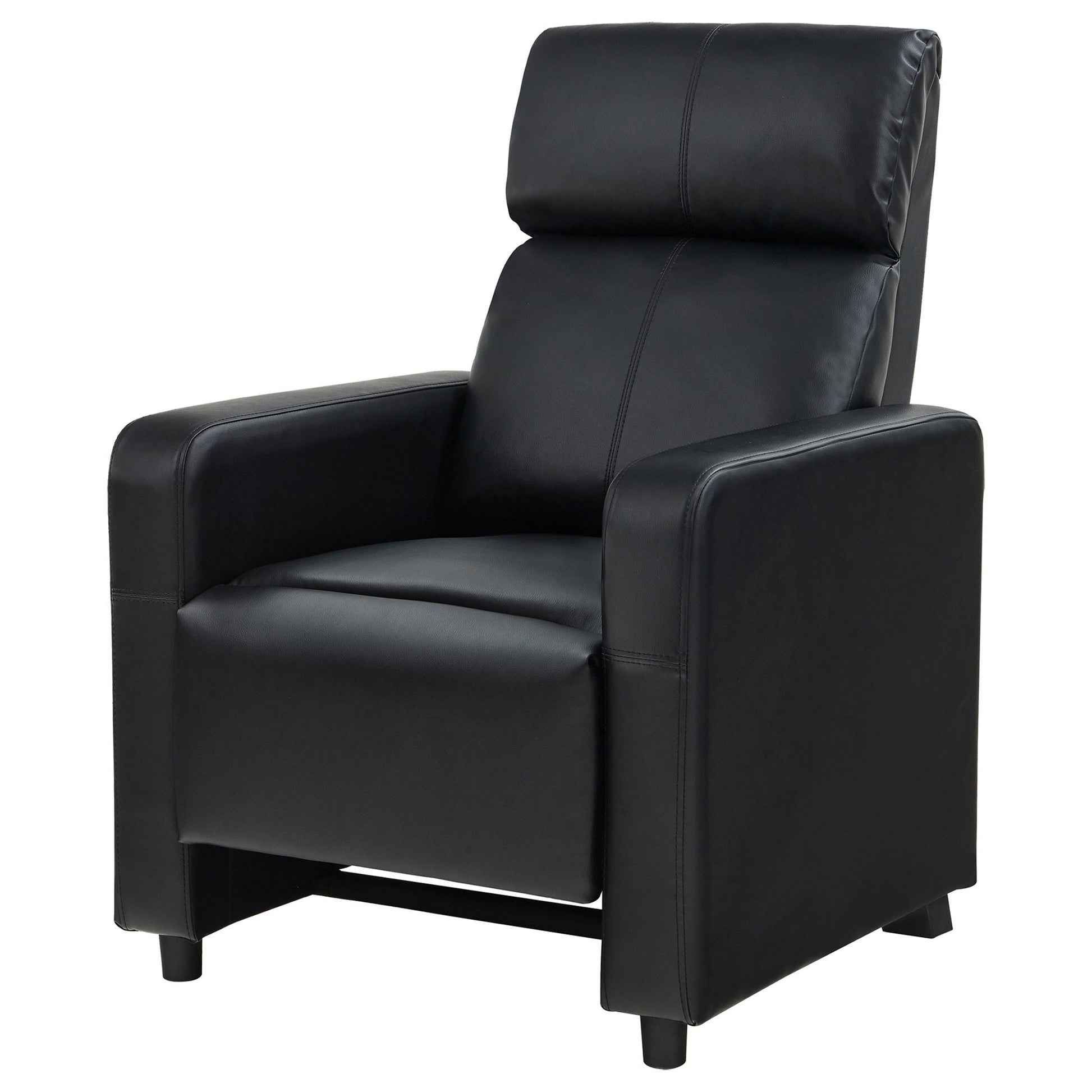 Push Back Recliner Black leather upholstery by HouseOfZazla, reclining chair on Tampa Home & Garden Store
