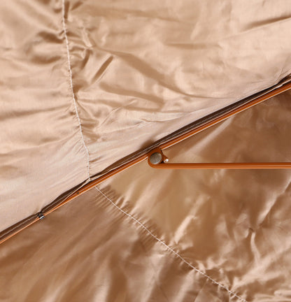 8ft Thatched Patio Tiki Umbrella canopy in tan fabric with an orange metal frame and joints on Tampa Home & Garden Store