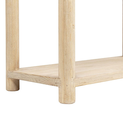 Natural reclaimed wood console table with lower shelf in light finish on Tampa Home & Garden Store