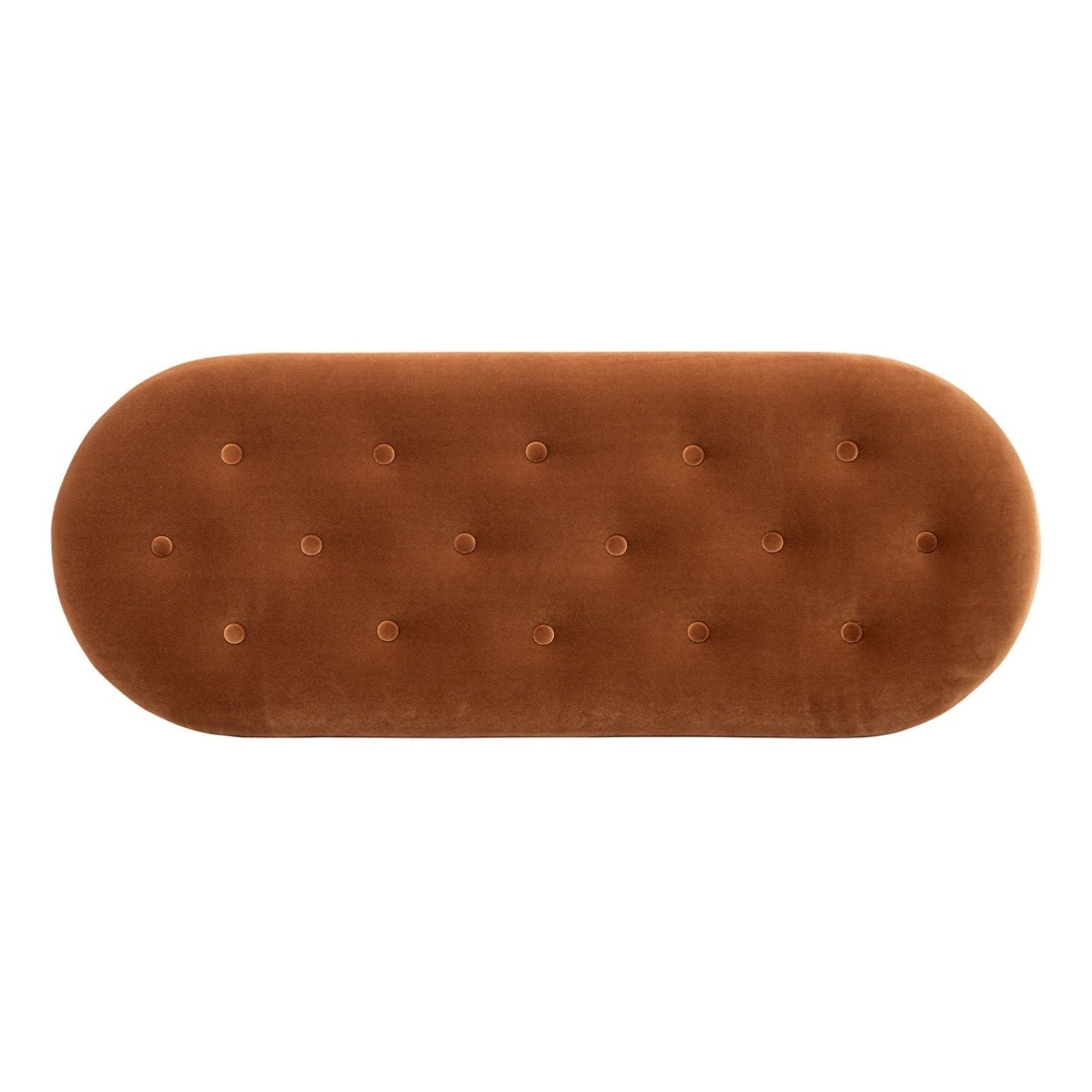 Melinda Oval Tufted Bullion Fringe Storage Bench rust velvet upholstery with button-tufted top on Tampa Home & Garden Store