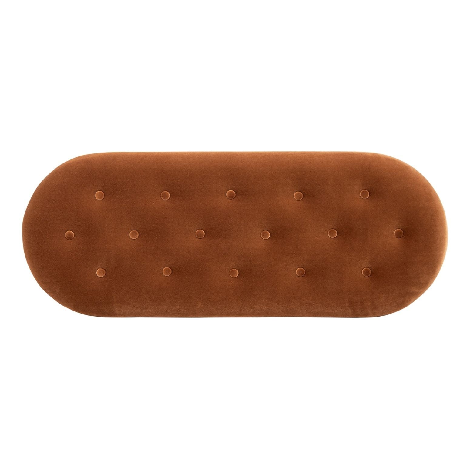 Melinda Oval Tufted Bullion Fringe Storage Bench rust velvet upholstery with button-tufted top on Tampa Home & Garden Store
