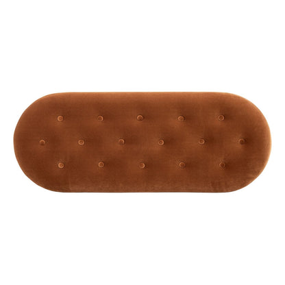 Melinda Oval Tufted Bullion Fringe Storage Bench rust velvet upholstery with button-tufted top on Tampa Home & Garden Store