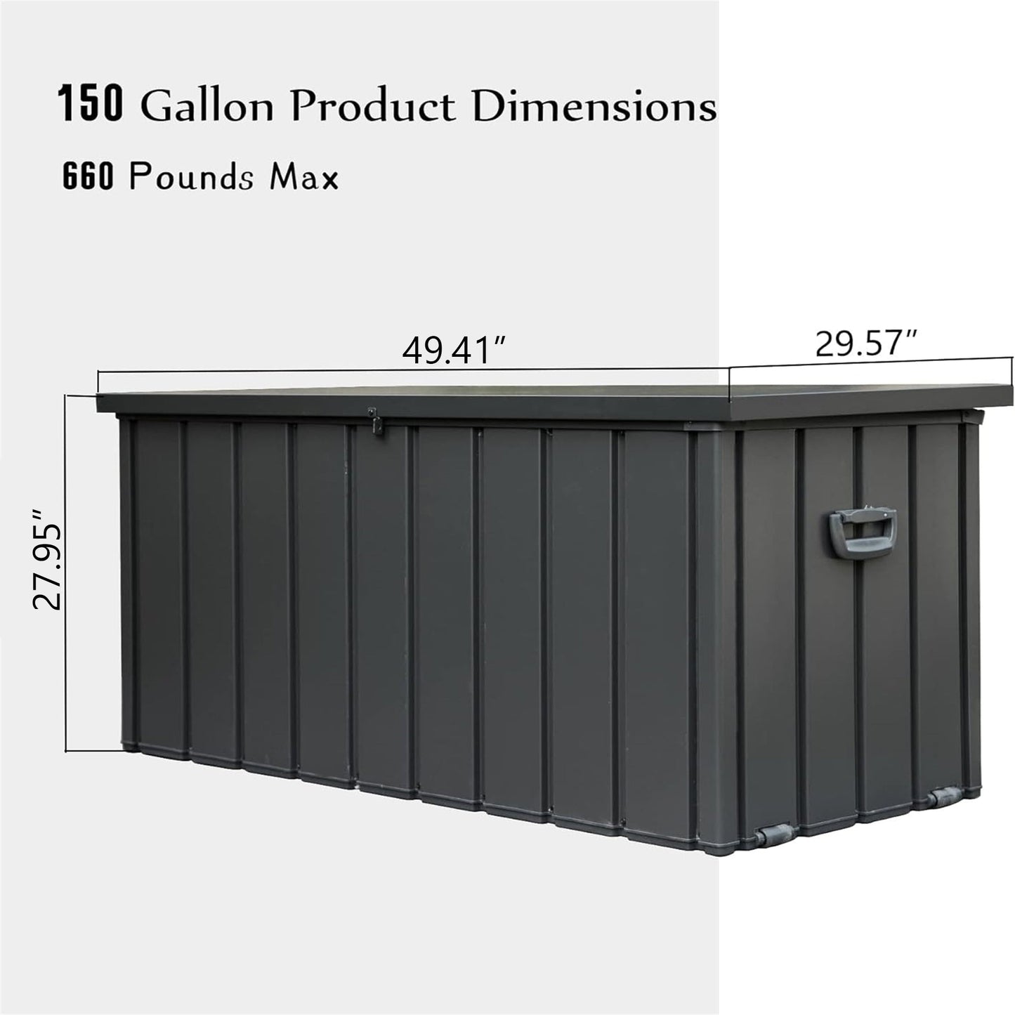 150 Gallon outdoor storage deck box by HouseOfZazla, dark gray, waterproof and lockable on Tampa Home & Garden Store