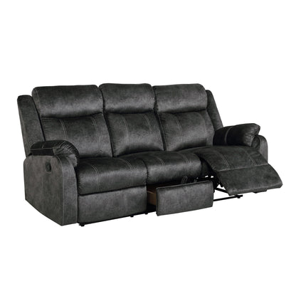 Sonet Domino reclining sofa, 3-seat dark gray upholstery with stitching on Tampa Home & Garden Store