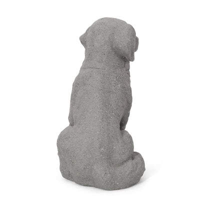 A Gray Mgo Dog Statue in Outdoor Garden Decor