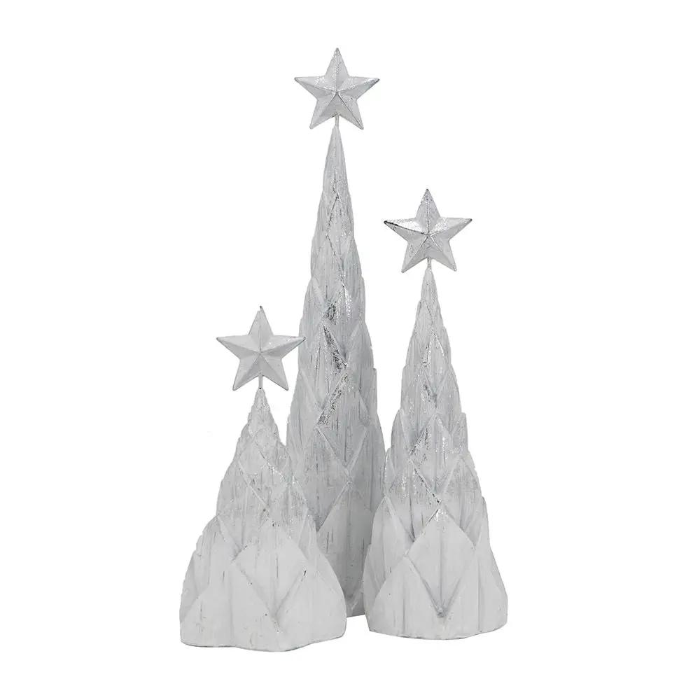 Resin Foil Christmas Trees Star Top Set of 3