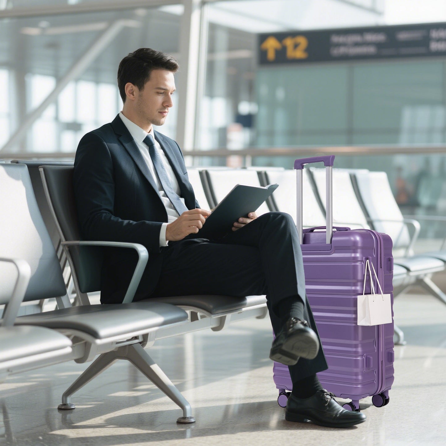 HIFINE Tourist 3-Piece ABS luggage set in purple; three-piece spinner luggage on Tampa Home & Garden Store