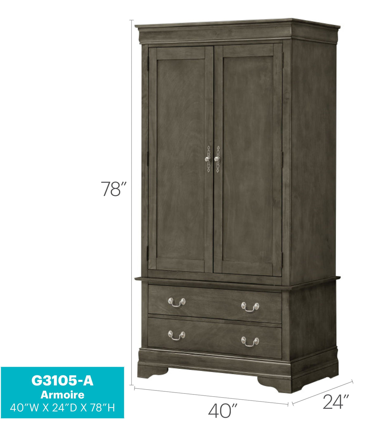 Traditional armoire with hanging bar by HouseOfZazla in dark espresso, 2 doors, drawer base on Tampa Home & Garden Store